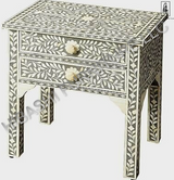 Hibashi Handmade Bone Inlay Bedside Table