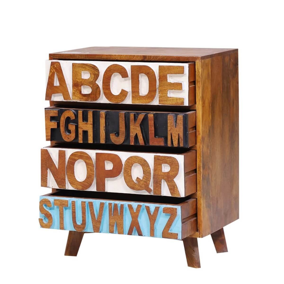 Alina Rustic Reclaimed Wood 4 Drawer End Table