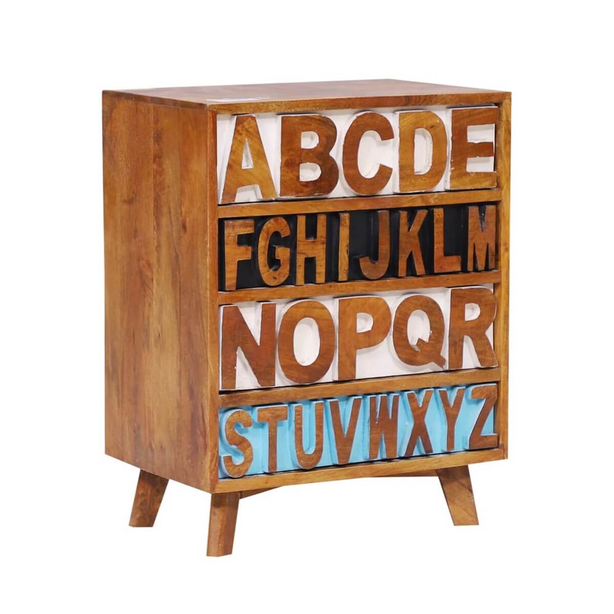 Alina Rustic Reclaimed Wood 4 Drawer End Table