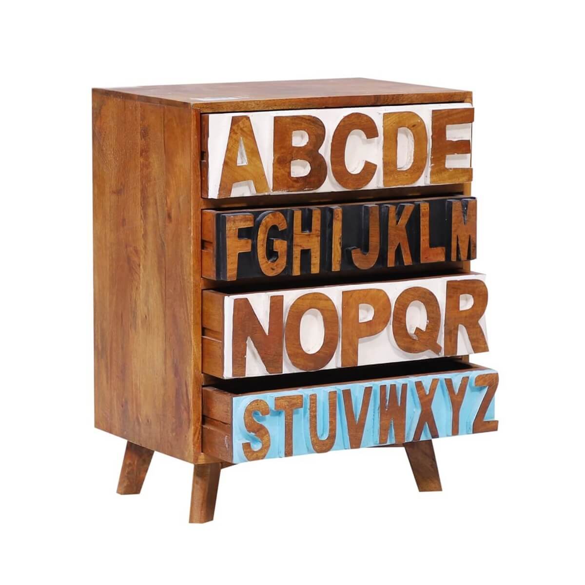 Alina Rustic Reclaimed Wood 4 Drawer End Table