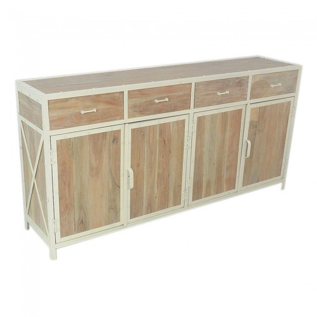 Angle Metal And Timber Sideboard XL White Wash-180-40-90