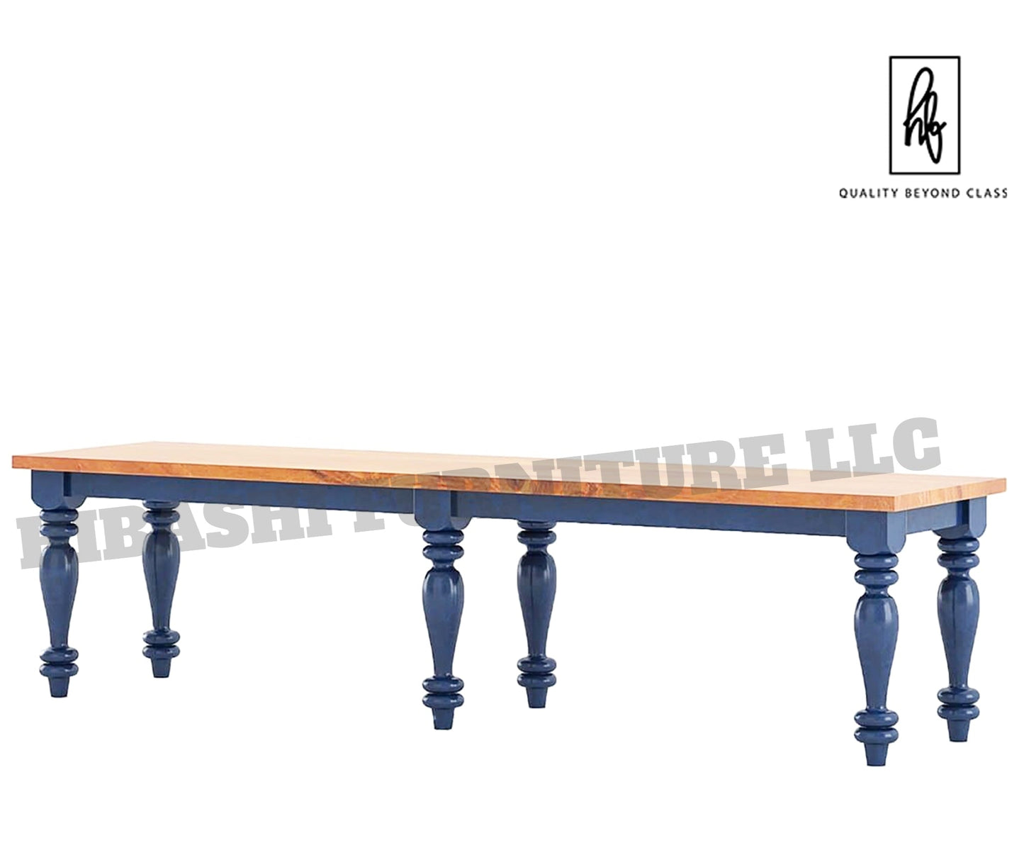 RECTO Blue Two-Tone Solid Wood Large Bench