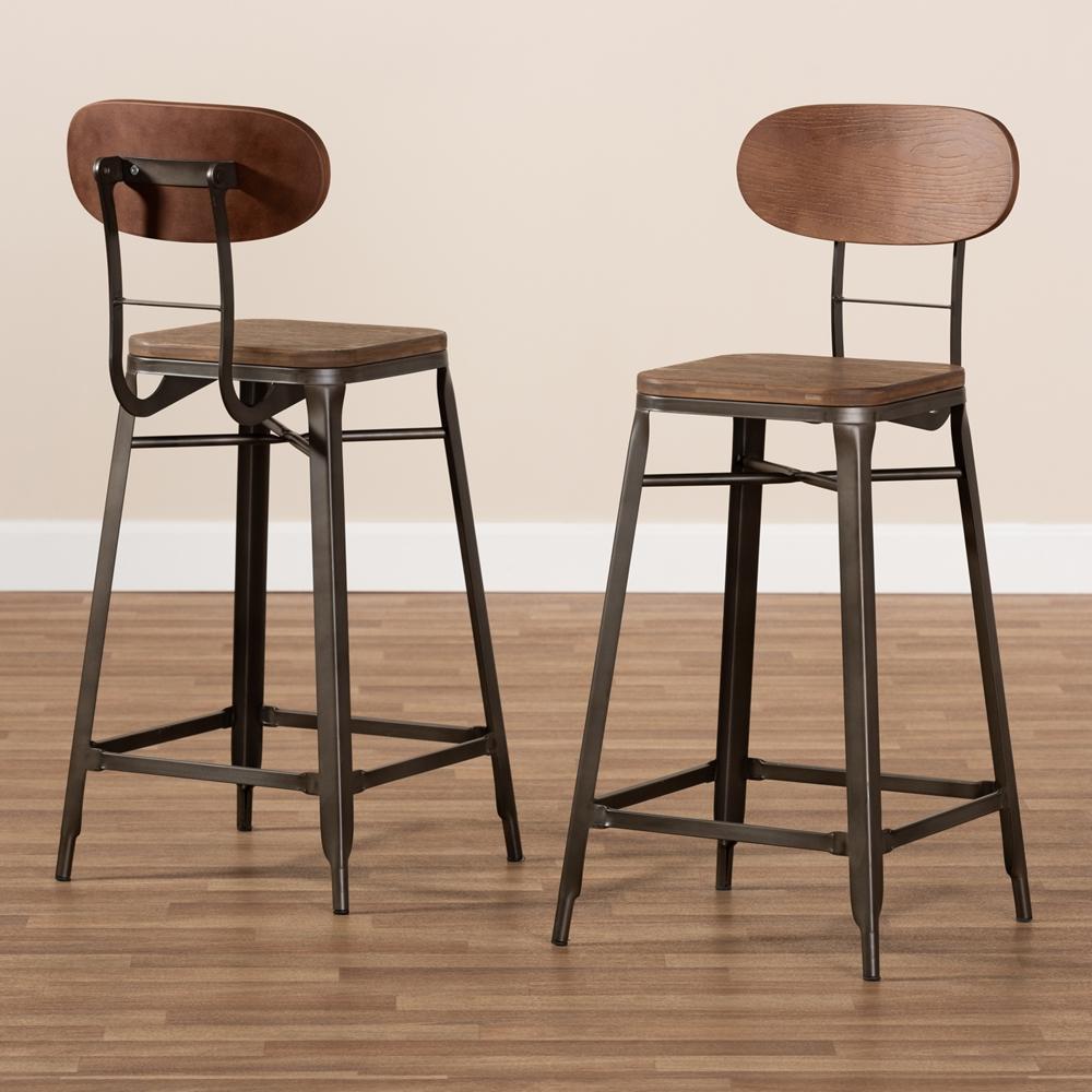 Clark Rustic Industrial Style Counter Stool Set of 2