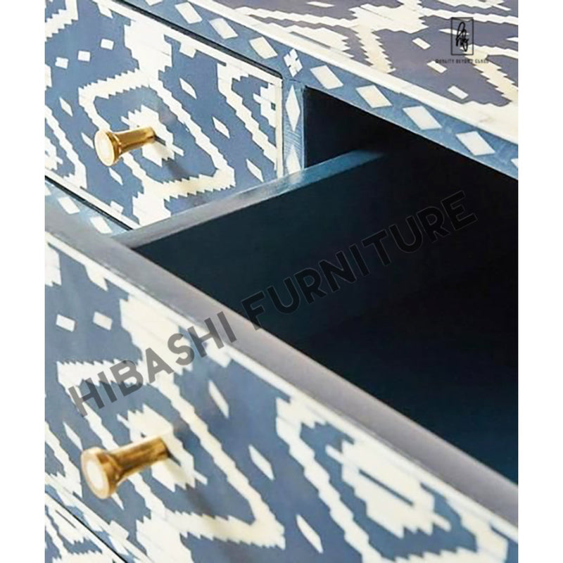 Diamond Bone Inlay Chest of 6 Drawers Dresser