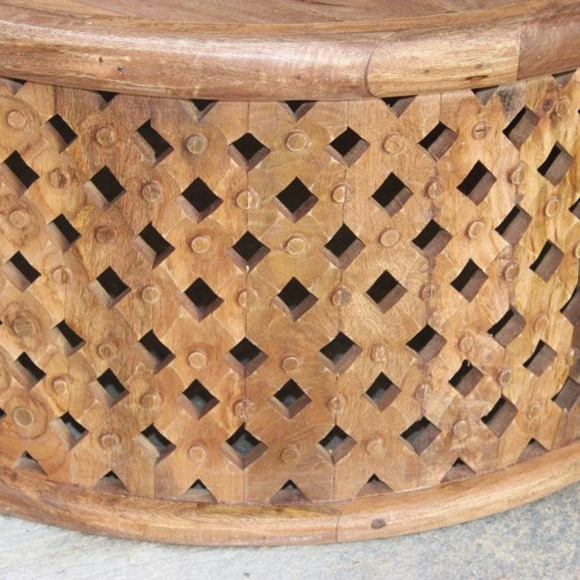 Round Carved Solid Wood Coffee Table/Center Table