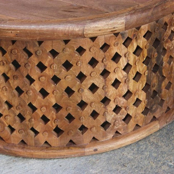 Round Carved Solid Wood Coffee Table/Center Table