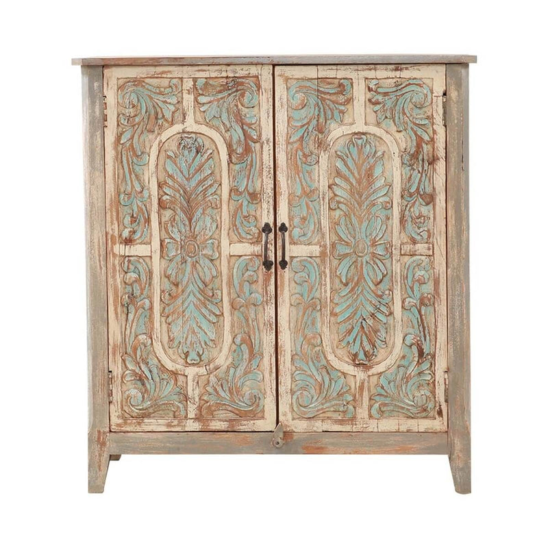 BAYAN Hand Carved Double Door Storage Cabinet