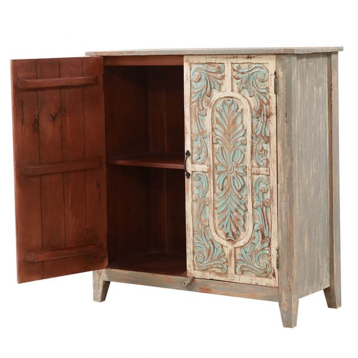 BAYAN Hand Carved Double Door Storage Cabinet
