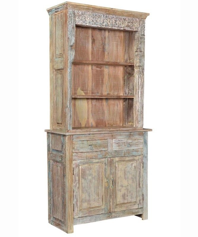 TANIM Colored Vintage Hand Carved Bookcase