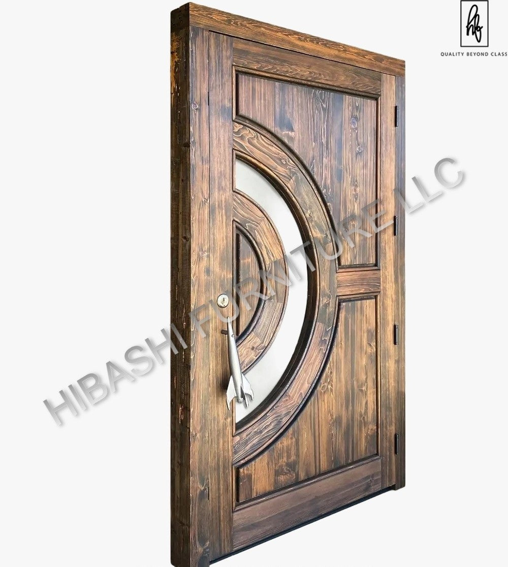 Krystala Crescent Moon Window & Rocket Handle Entry Door