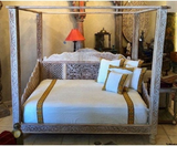 Hand Carved Solid Wooden Canopy Daybed / Hand Made Daybed