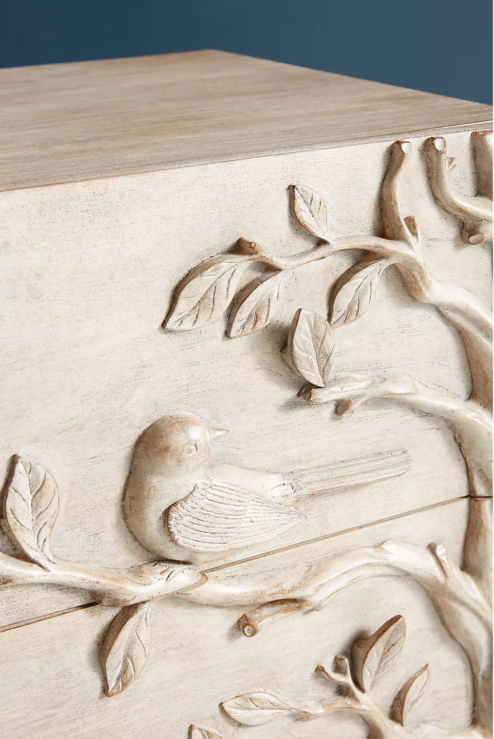 Handcarved Ornithology Three-Drawer Dresser