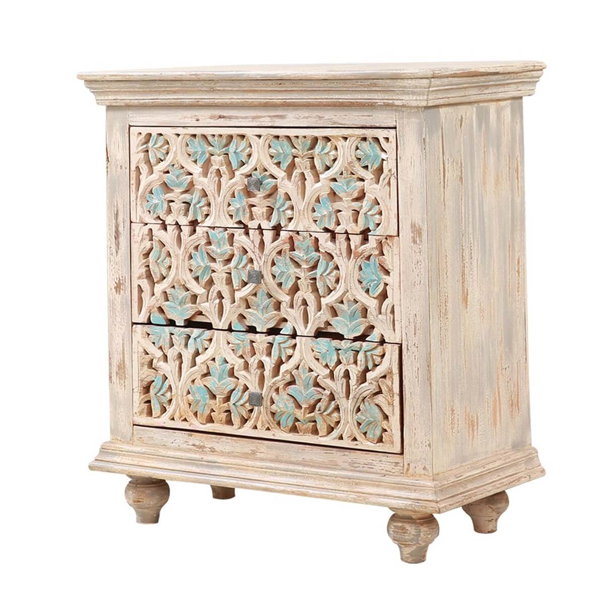 Dunstable Floral Hand-carved Solid Wood 3 Drawer Dresser