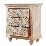 Dunstable Floral Hand-carved Solid Wood 3 Drawer Dresser