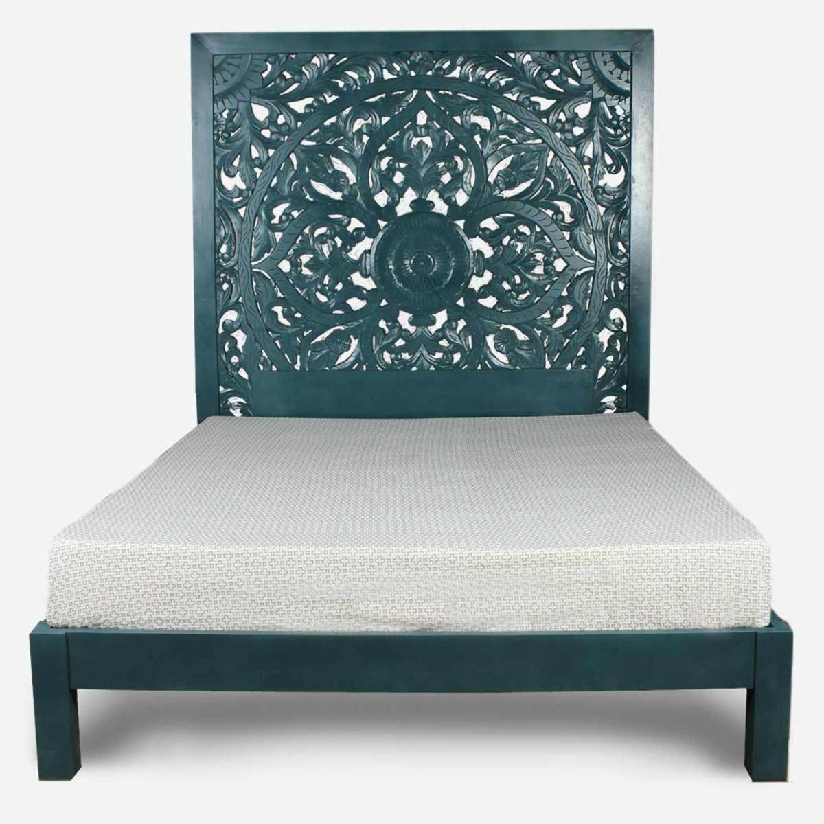 Dynasty Carved Indian Solid Wood Bed Frame