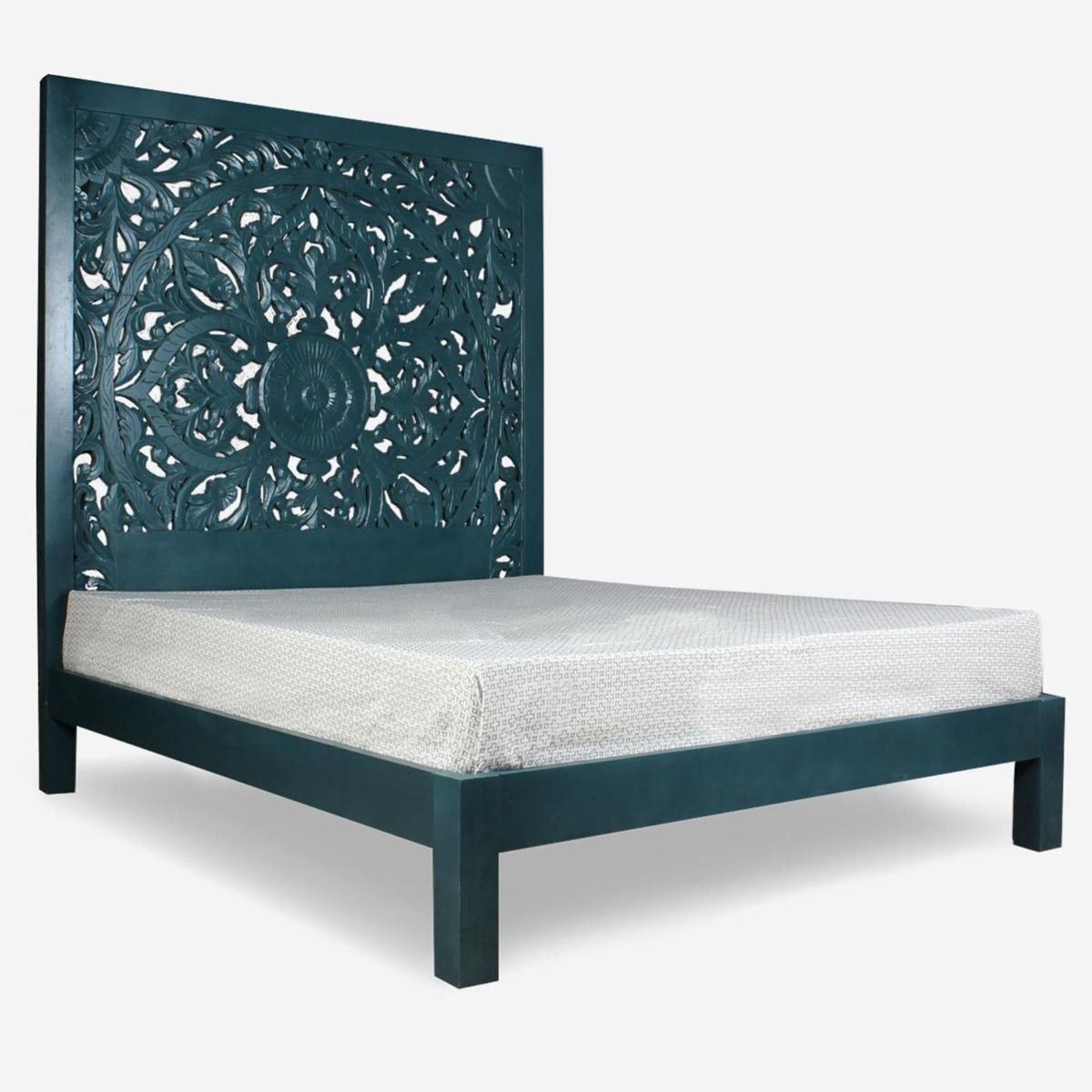 Dynasty Carved Indian Solid Wood Bed Frame