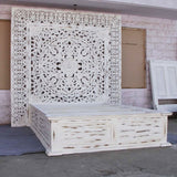 Dynasty Hand Carved Wooden Jody Bed Frame With Storage Drawers