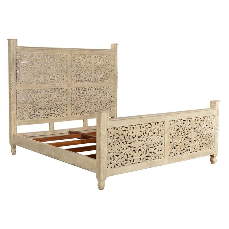 Sasha - Hand Carved Indian Solid Wooden Bed Frame