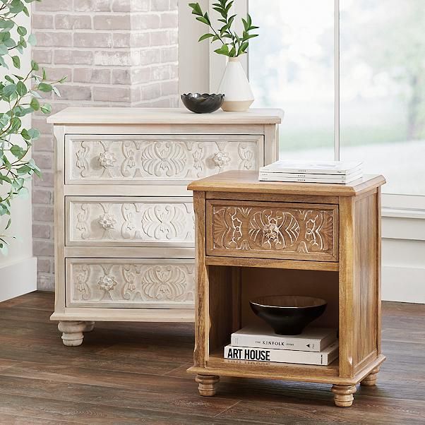 CAPIZ Hand Carved Nightstand
