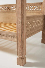 Hand Carved Canopy Style Solid Wooden Daybed / Out Door Seating/ Hand Made Daybed