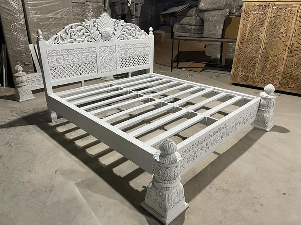 Juffair Hand Carved Solid Wood Platform Bed