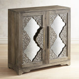 French Arched Carved Mirror Door Sideboard Black Wash