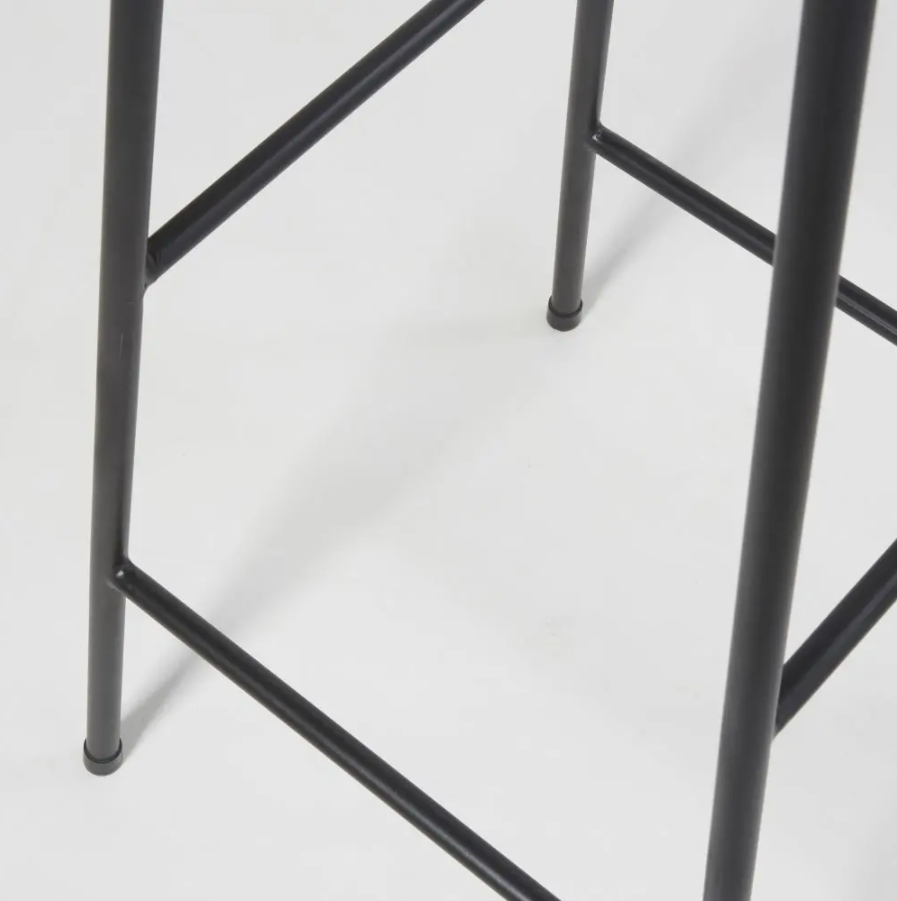 Anahaw Fir and Black Metal Industrial Bar Stool