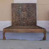 Riffa Hand Carved Indian Solid Wood Panel Bed Frame Queen/King