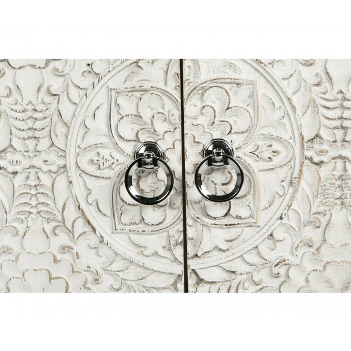 Floral Design Hand Carved Solid Wood Hall Side Table