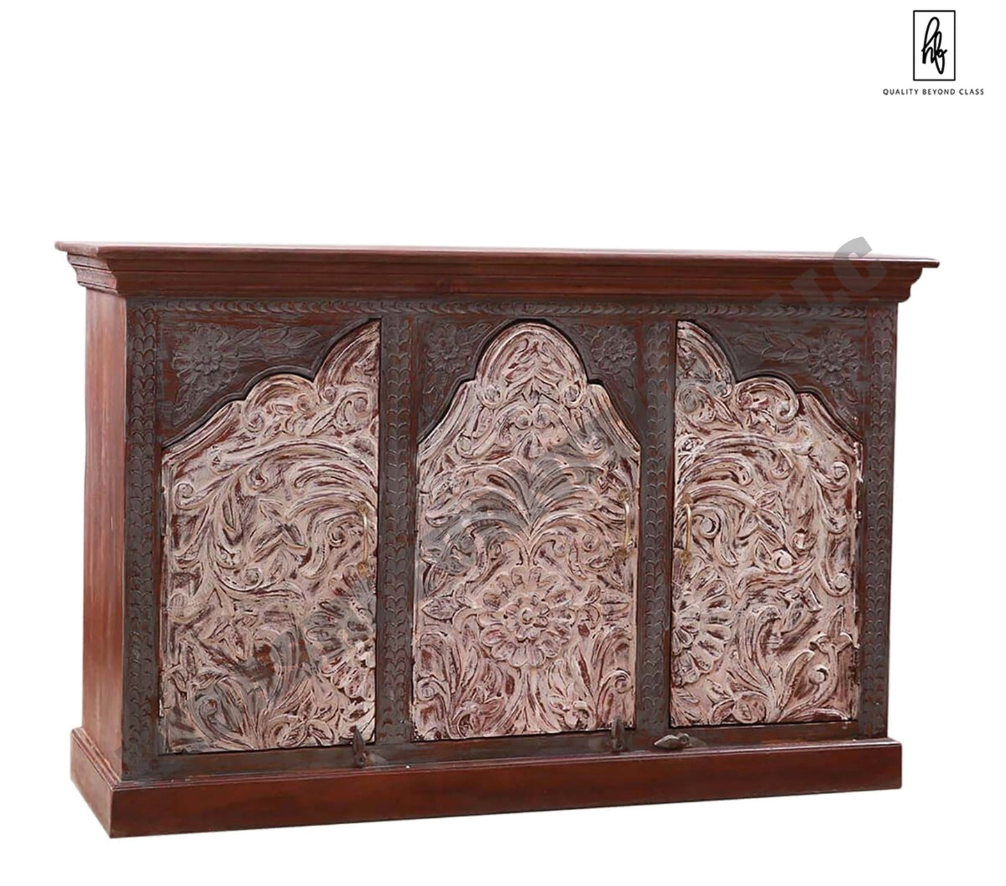 MABOLO Handcrafted 2-Tone Mango Wood 3-door Sideboard Cabinet