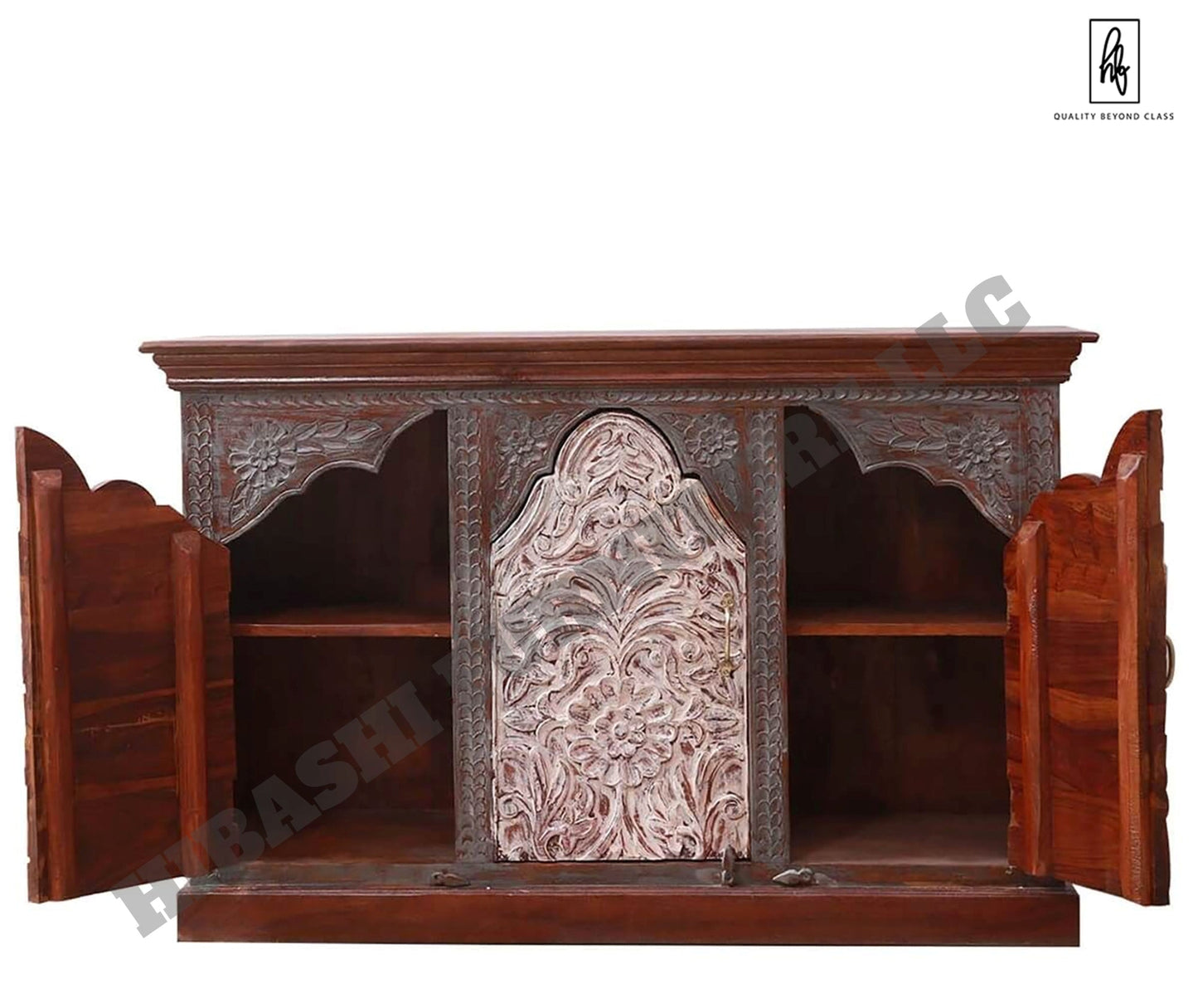 MABOLO Handcrafted 2-Tone Mango Wood 3-door Sideboard Cabinet