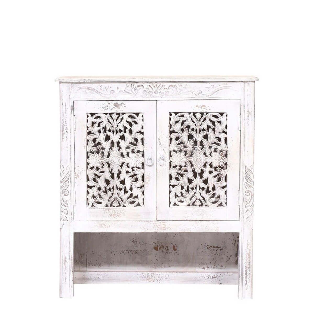 SILANG Hand Carved Solid Wood Storage Cabinet With Doors