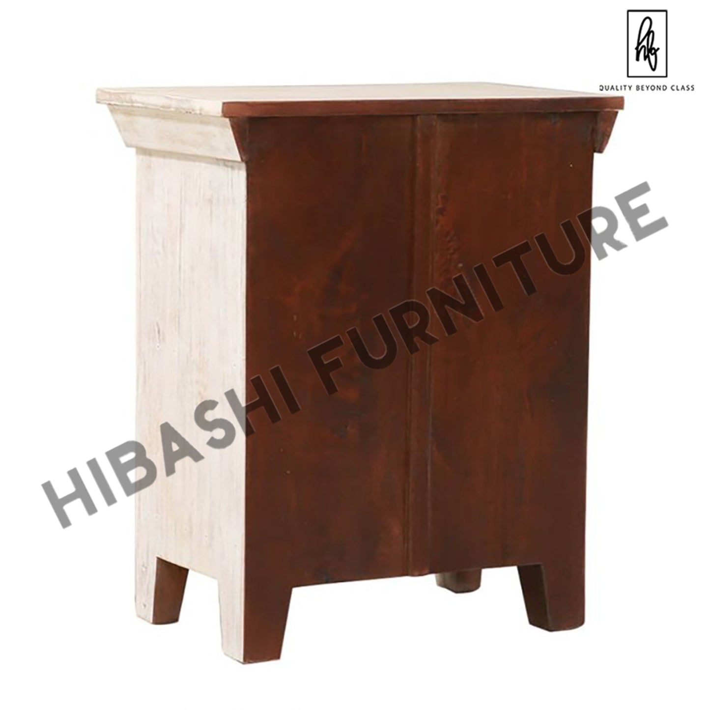 Hopefield Solid Wood White Distressed Bedside Table