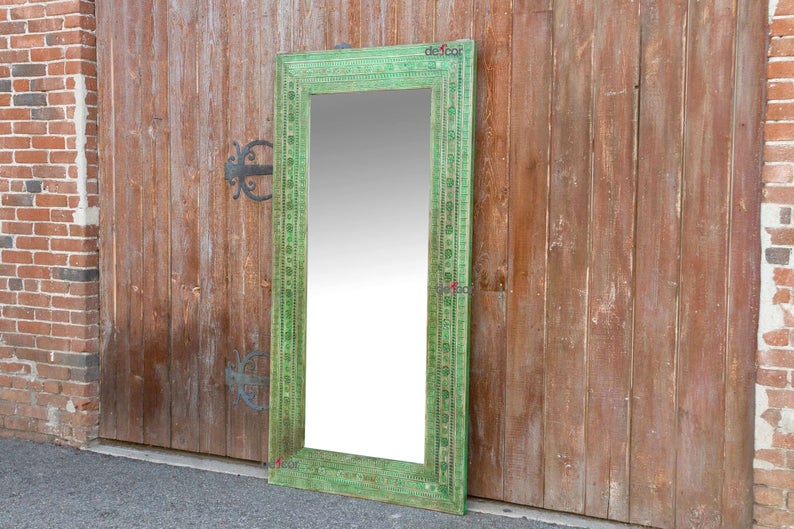 Hpa-si Greenwash Tribal Carved Large Mirror