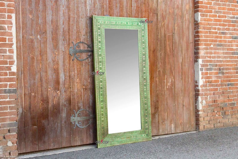 Hpa-si Greenwash Tribal Carved Large Mirror