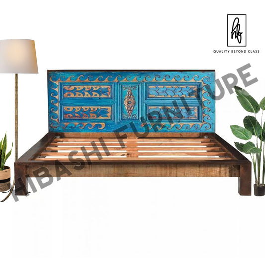 OCEAN Mango Wood Bedframe Hand Carved Bed