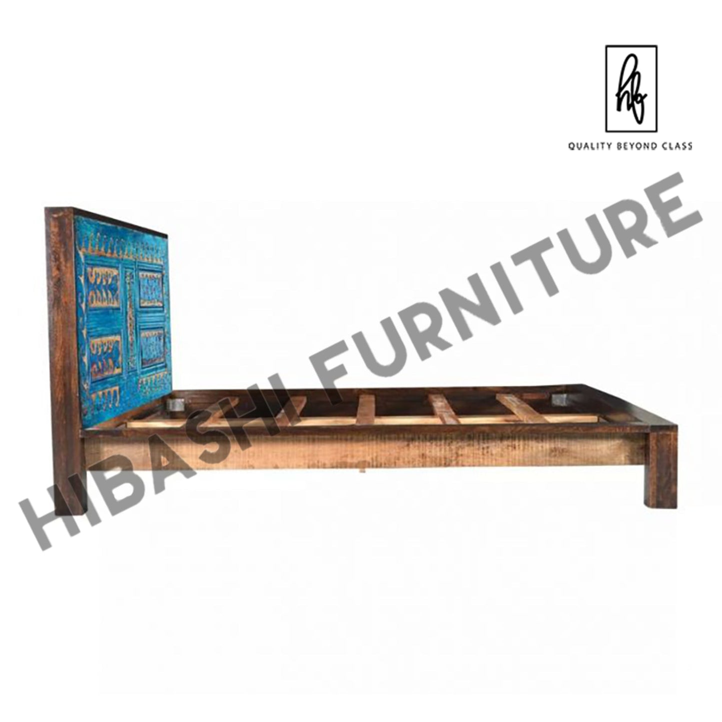OCEAN Mango Wood Bedframe Hand Carved Bed