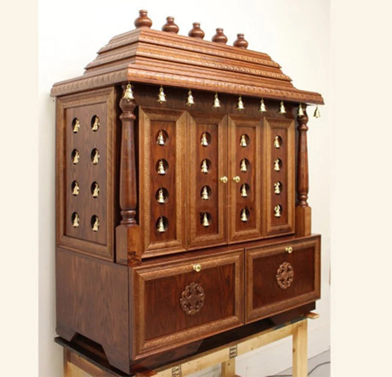 Ashrama Indian Hand Carved Pooja Mandir/Temple