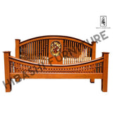 Modern Indian Hand Carved Mango Wood Bed