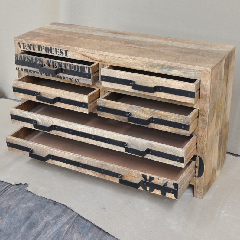 Earth Wood Industrial Chest of Drawers