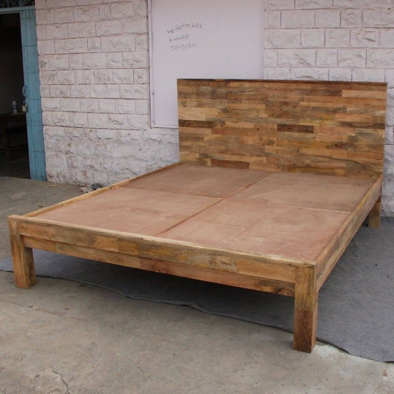 Chip Design Contemporary Boston Bed Mango Wood Frame