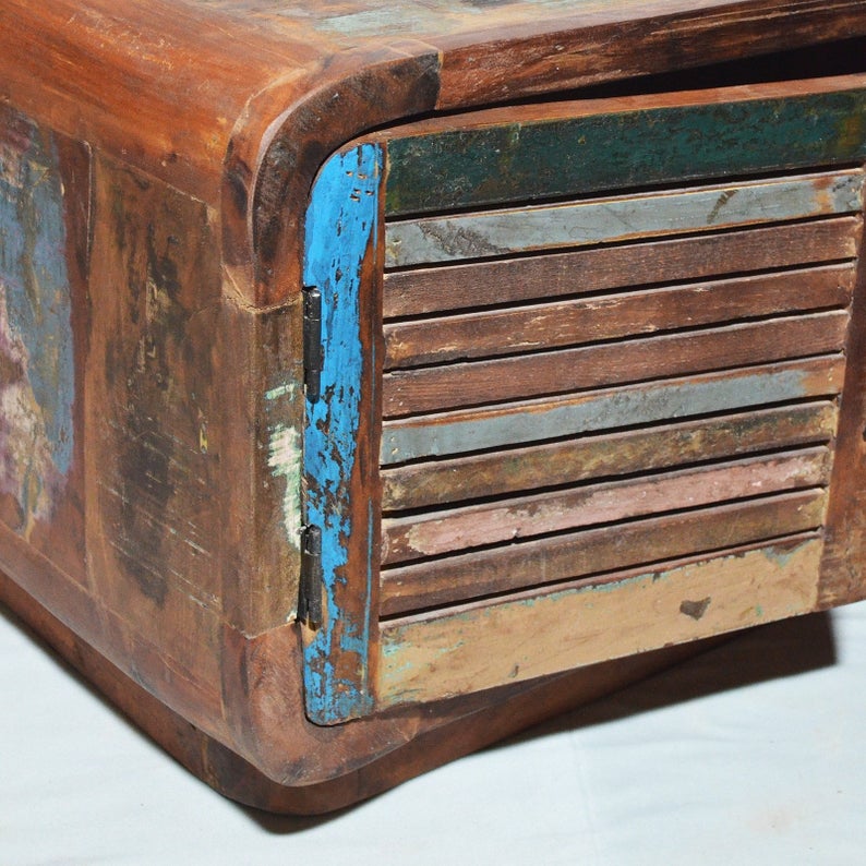 Salvage Reclaimed Timber Wooden 4 Doors Coffee Table / Center Table