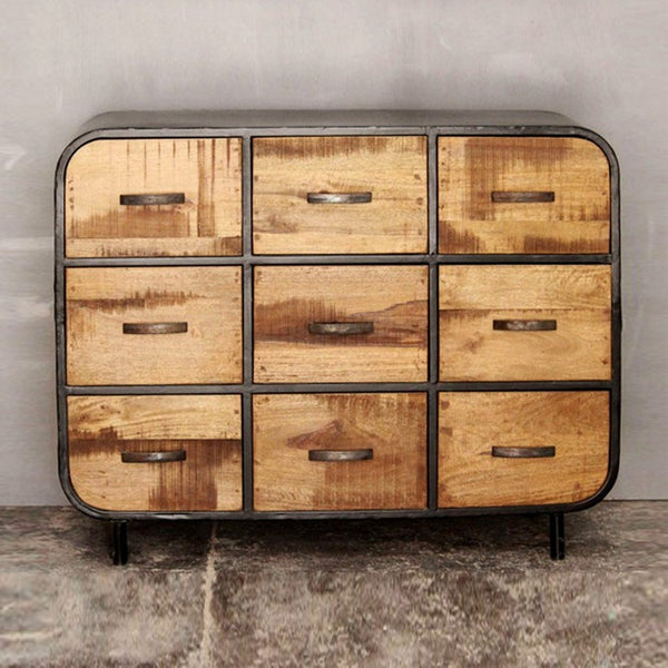 MILLER Industrial Timber Iron Chest of Drawers