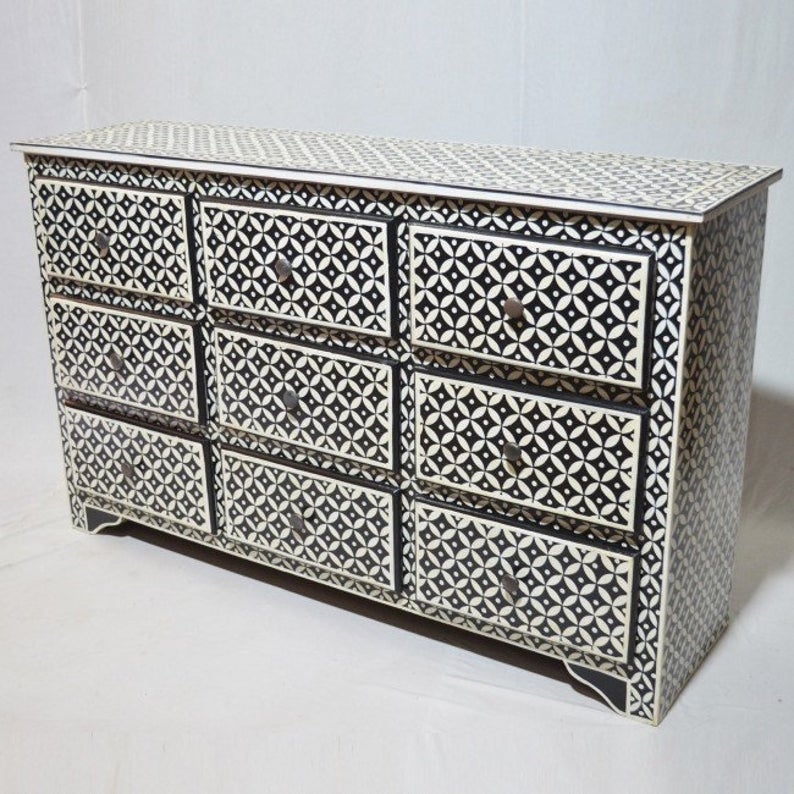 Pandora Bone Inlay Painted Chest of Drawers