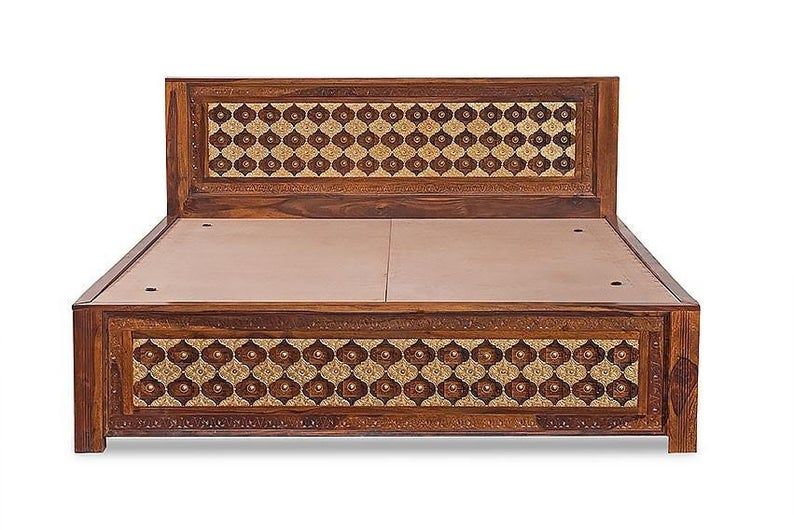 Mogra Antique Brass Work Solid Wood Brass Bed