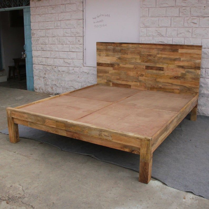 Chip Design Contemporary Boston Bed Mango Wood Frame