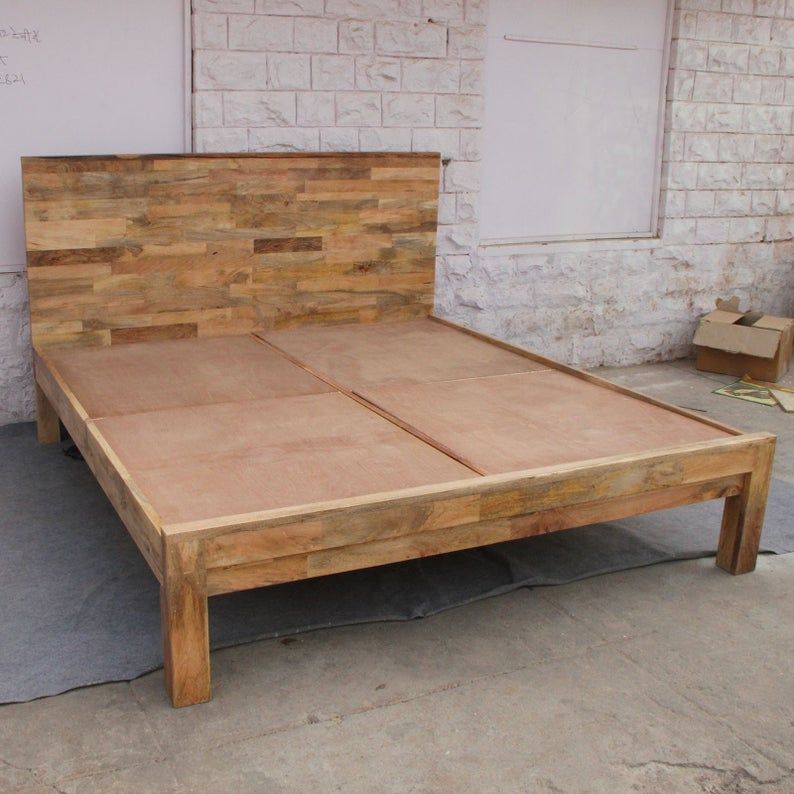 Chip Design Contemporary Boston Bed Mango Wood Frame