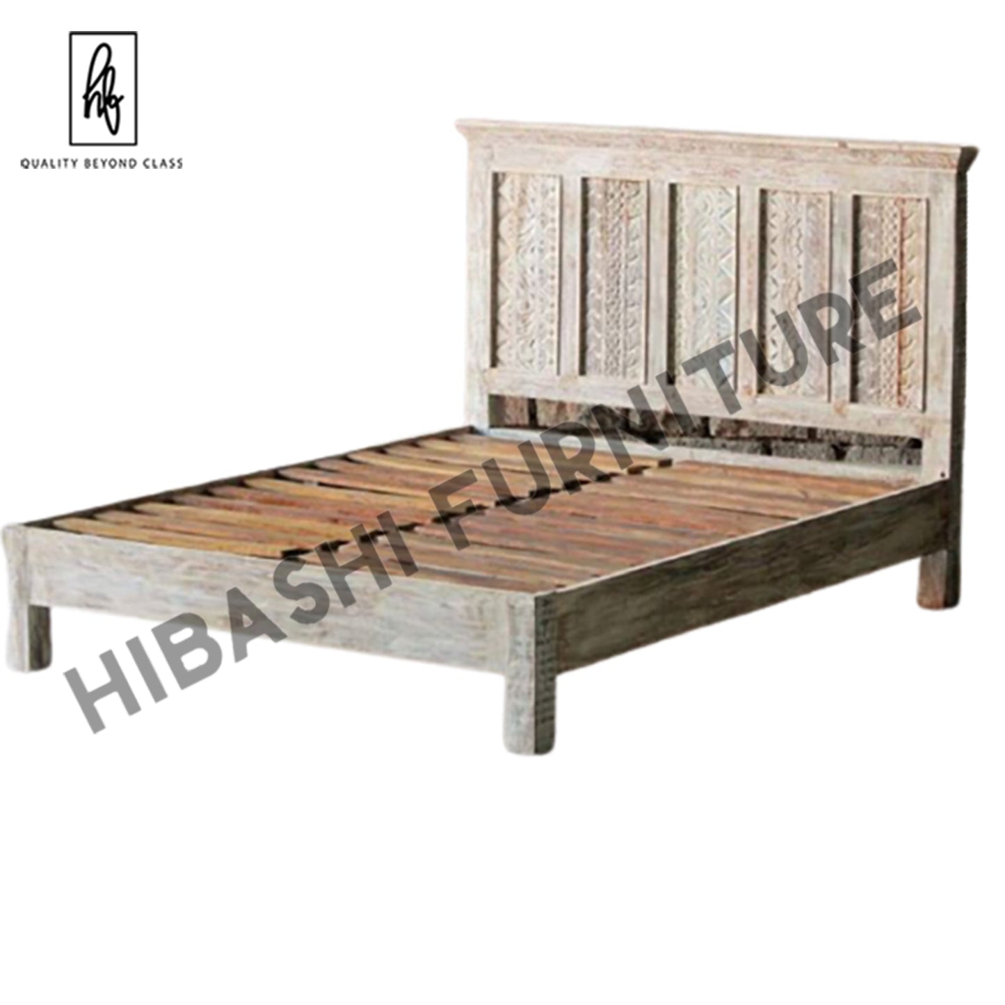 Rainbow Reclaimed Timber Carved Wooden Bed Frames