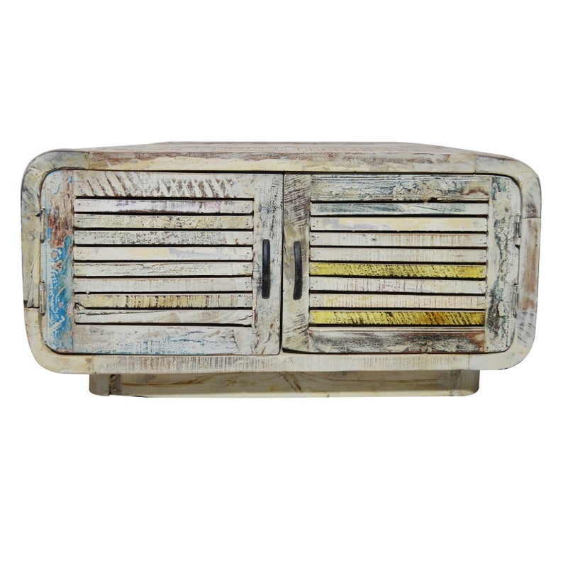 Salvage Reclaimed Timber Wooden 4 Doors Coffee Table / Center Table