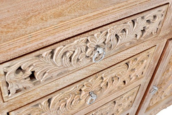 Hand carved Indian solid wooden Nadia 6 drawers combo dresser